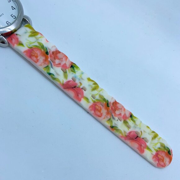 Sophie women’s Quartz analog watch 35mm silver tone colorful floral band running - Picture 3 of 5